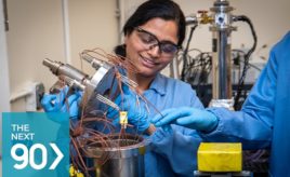 Sumanjeet Kaur, Materials Research Scientist/Engineer, Applied Materials Group, ESDR, and Sean Lubner, Mechanical Research, Scientist/Engineer, work on the Cut Bar at the Thermal Science Group laboratory. 03/02/2020 – Berkeley, California